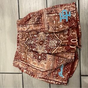 Inaka Power Mesh Rug Red and Brown Athletic Shorts